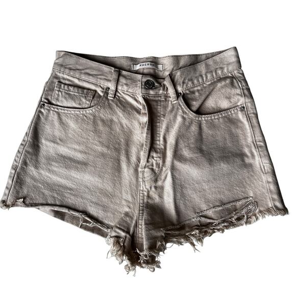 PacSun Women's Vintage High Rise Tan Denim Shorts button fly size 26 - Picture 1 of 7